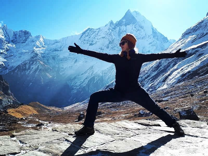 Meditation in nature, yoga Nepal Annapurna