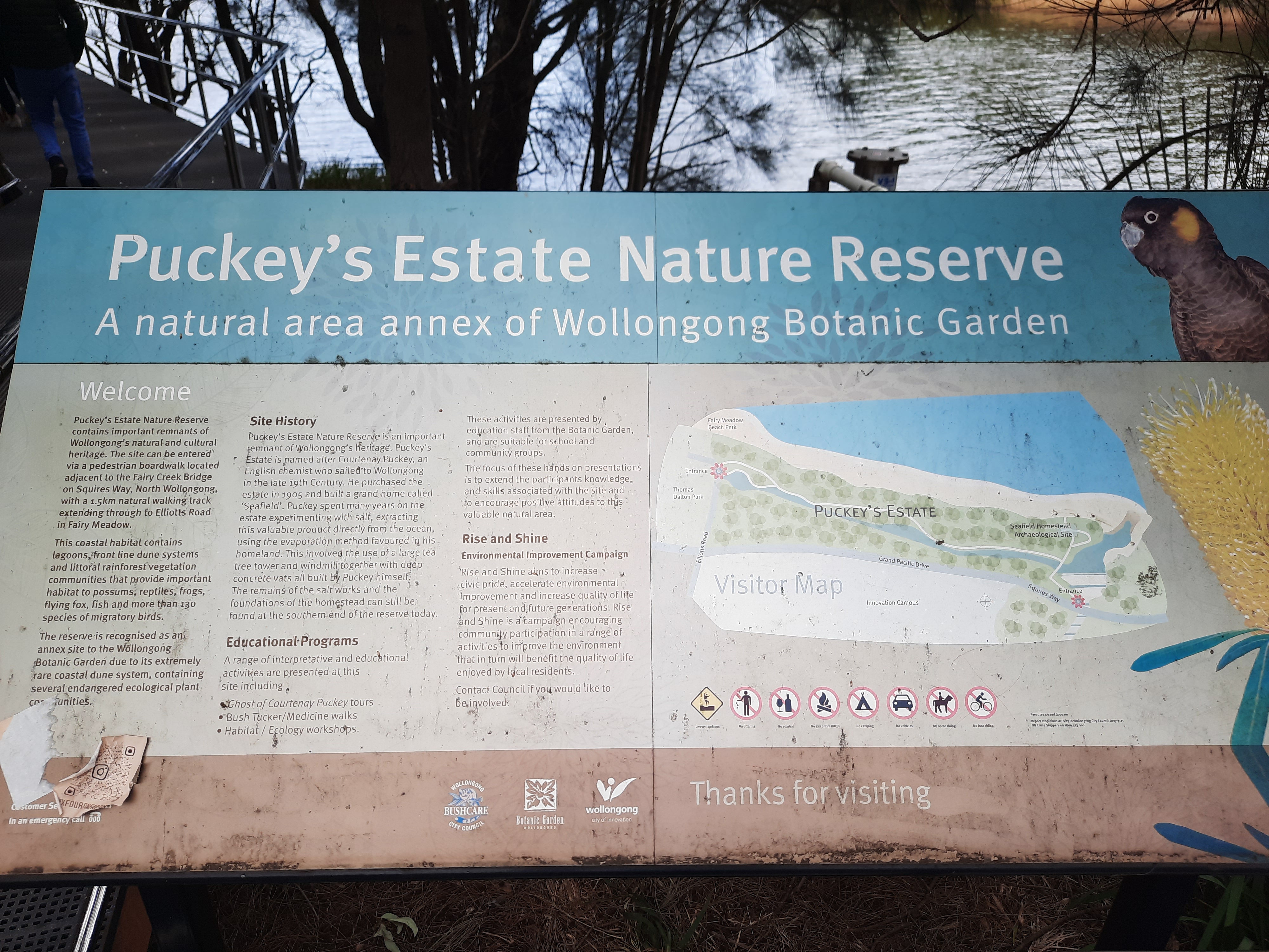 Educational and informative signage, Puckey's Estate Nature Reserve 