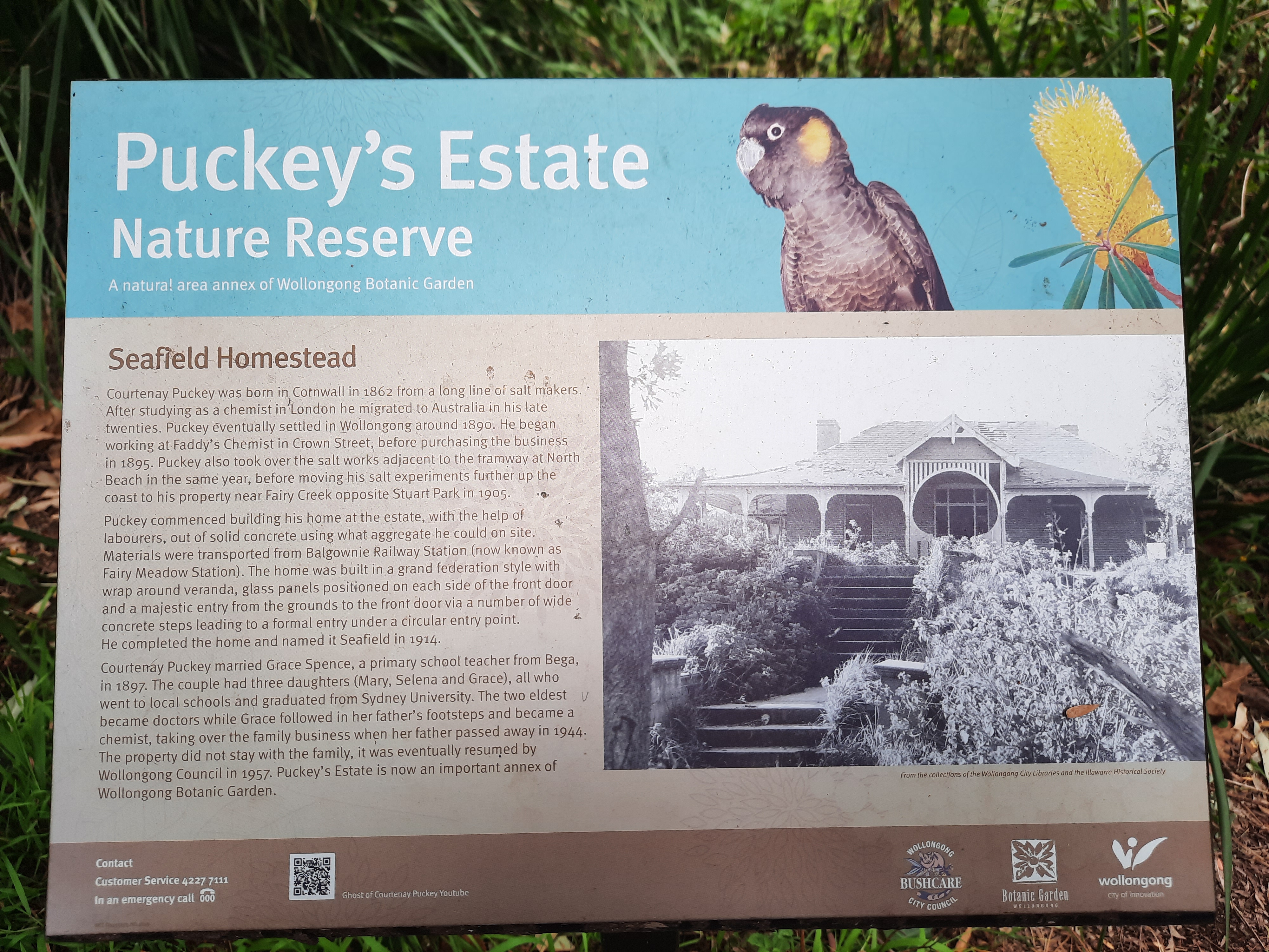 History and informational signage, Puckey's Estate Nature Reserve 